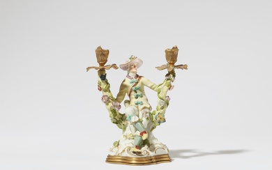 A Meissen porcelain figure of a gardener as a candlestick