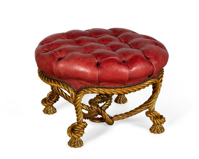 A Napoleon III giltwood stool, Fournier