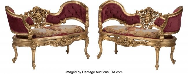 A Pair of French Fin-de-Siècle-Style Carved Gil