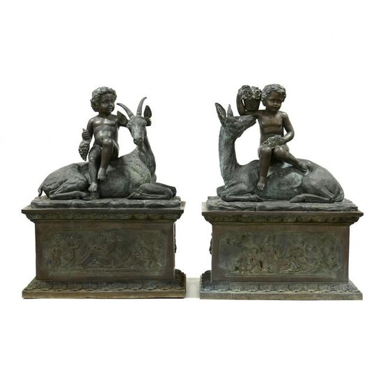 A Pair of Life-Size Classical Style Bronze Outdoor