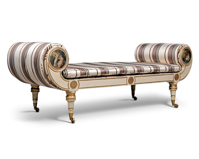 A REGENCY PARCEL-GILT AND CREAM-PAINTED DAYBED