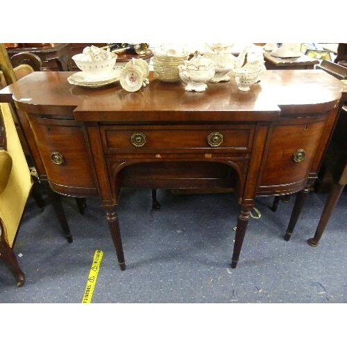 A Regency mahogany bow fronted Sideboard, with one cupboard ...