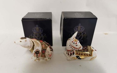 A Royal Crown Derby Imari Polar Bear paperweight together with...