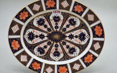 A Royal Crown Derby Imari oval plate, 33.5cm wide....