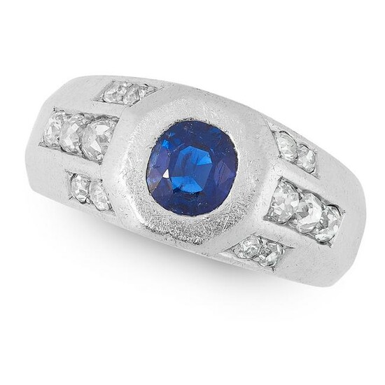 A SAPPHIRE AND DIAMOND DRESS RING, CIRCA 1940 in