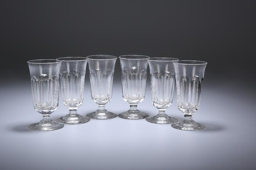 A SET OF SIX 19TH CENTURY SLICE-CUT PORT GLASSES, with