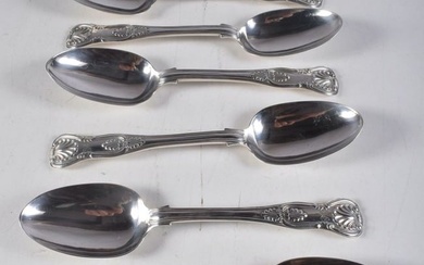 A Set of Six Victorian Silver Table Spoons by William Rawlings Sobey. Hallmarked Exeter 1851. 17.