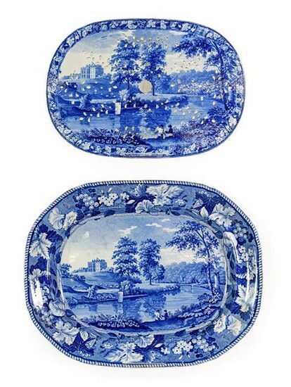 A Staffordshire Pearlware Meat Platter and Drainer, circa 1820, printed...