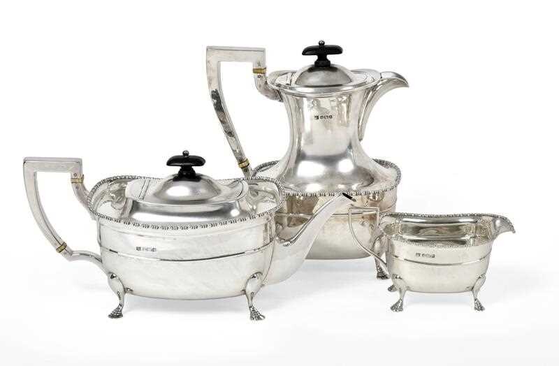 A Three-Piece George V Silver Tea-Service, by Fenton Brothers...