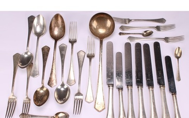 A collection of Austrian Art Deco period silver flatware, co...