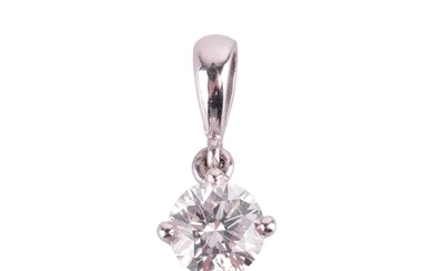 A diamond solitaire pendant, the round brilliant diamond mea...