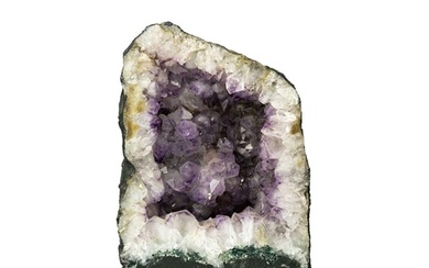 A free standing amethyst 'cathedral' geode. With a flat base...
