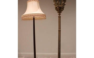 A giltwood standard lamp/lantern, early 20th century, the la...