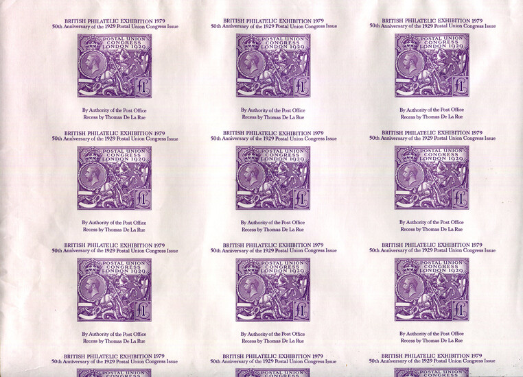A group of Great Britain 1974 BPE imperf proof sheets (7) of 8 Isle of Man stamp replicas, 1979 BPE
