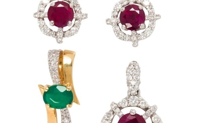 A group of gem-set and 18k gold jewelry