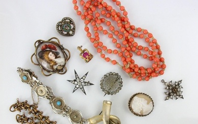 A large collection of jewellery, including a string of untes...