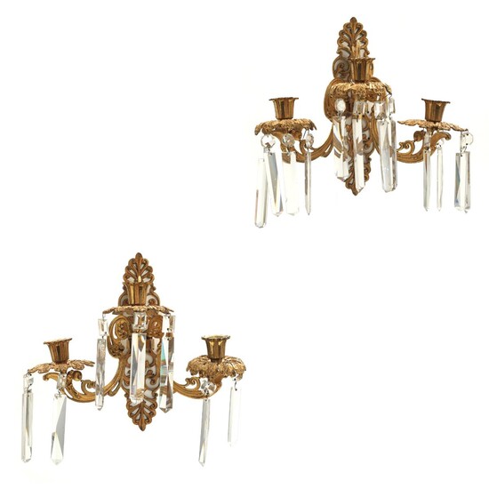 NOT SOLD. A pair of 19th century Louis Philippe gilt bronze sconces with prisms. H. 31 cm. (2) – Bruun Rasmussen Auctioneers of Fine Art