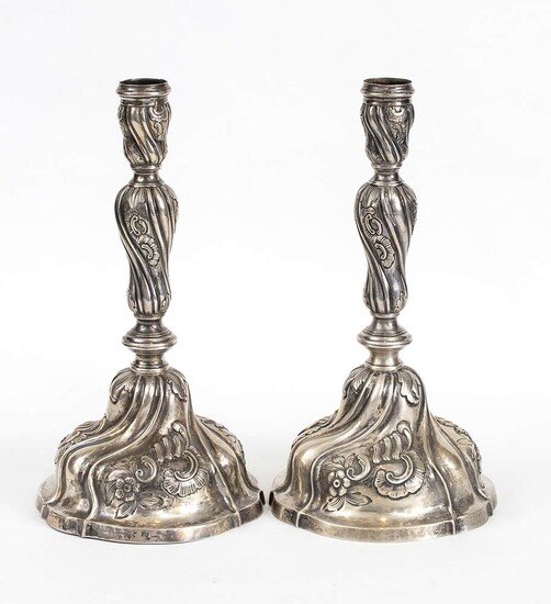 A pair of Italian silver candlesticks - Genoa, probably...