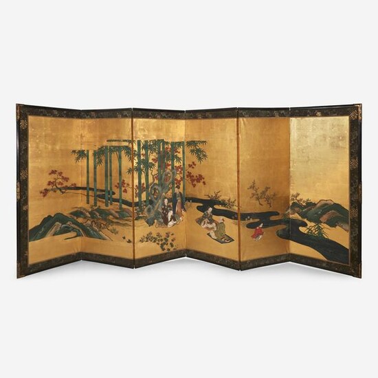 A pair of Japanese six-panel screens