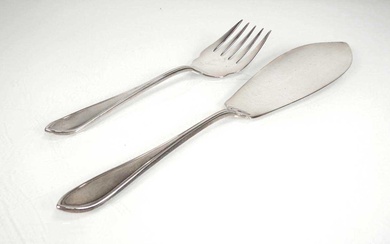 A pair of early 20th century silver fish servers, Viners,...
