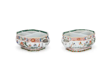 A pair of small Chinese verte tureens Qing dynasty, 19th century Of...