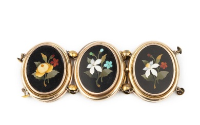 A pietra dura bracelet, the six oval panels inlaid with...