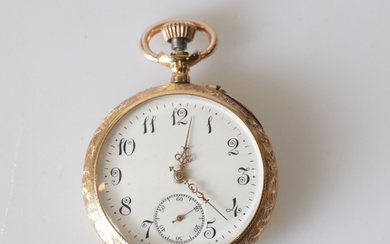 A pocket watch, 18K gold, so-called “Grandmother watch”, 20th century. Total weight approx. 39,3 grams.