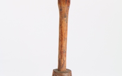 A rare yew socket candlestick, probably 18th century, Englis...