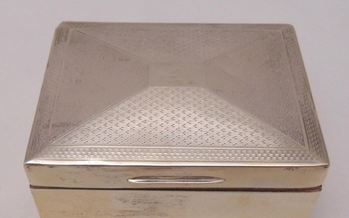 A rectangular hallmarked silver cigarette box with hinged en...