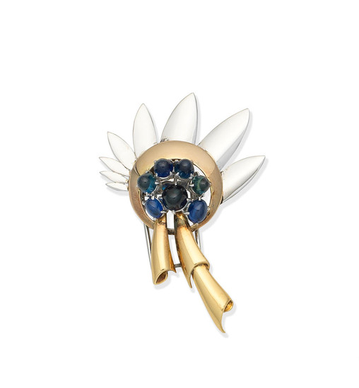 A sapphire floral brooch