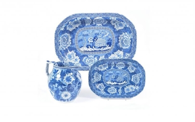 A selection of Adams blue and white printed pearlware