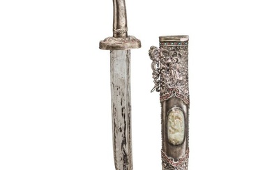 A silver-mounted Tibetan short-sword, circa 1900