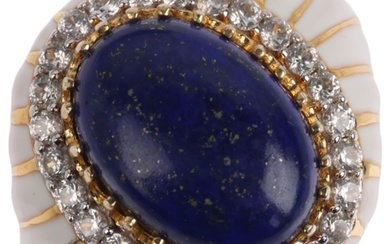 A sterling silver-gilt lapis lazuli cubic zirconia and white...