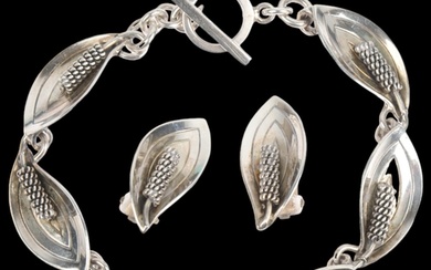 AARRE & KROGH - a a Danish modernist sterling silver floral ...