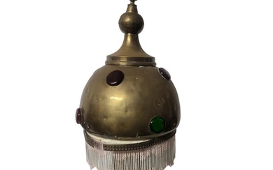AN EARLY 20TH CENTURY ARABESQUE DESIGN BRASS TABLE LAMP Dome...
