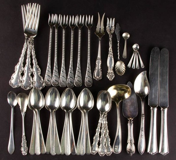 ASSORTED STERLING SILVER AND SILVER-PLATED FLATWARE