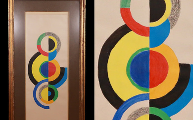 Abstract composition, Lithograph, signed Sonia Delaunay.