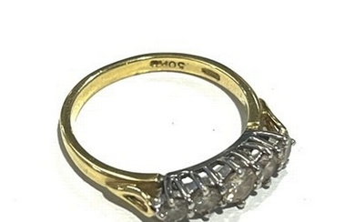 An 18ct gold brilliant-cut diamond five-stone ring, total di...