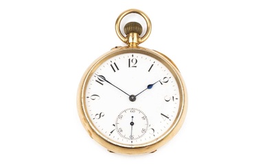 An 18ct gold open face pocket watch, the white enamel...