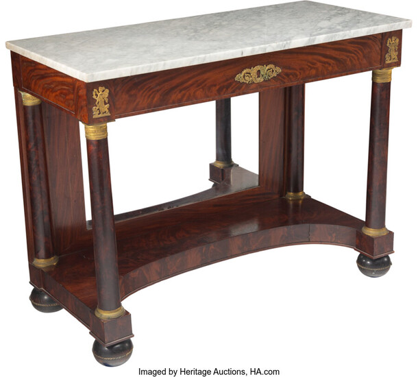 An Archibald & Emmons Gilt Bronze Mounted Mahogany Pier Table with Marble Top (1813-1824)