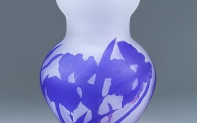 An Argint Cameo Glass Vase, decorated in blue with...