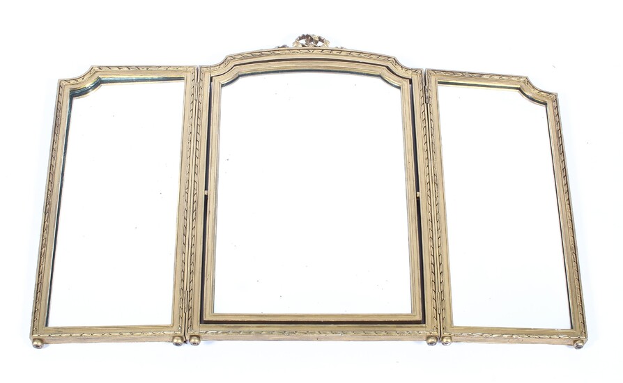 An Edwardian giltwood triple dressing table mirror
