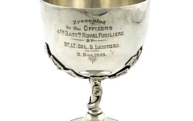 An Edwardian silver regimental goblet