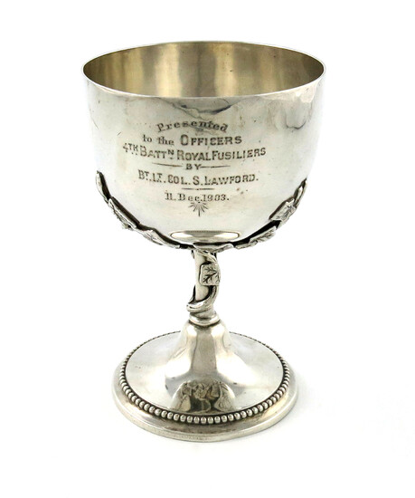 An Edwardian silver regimental goblet