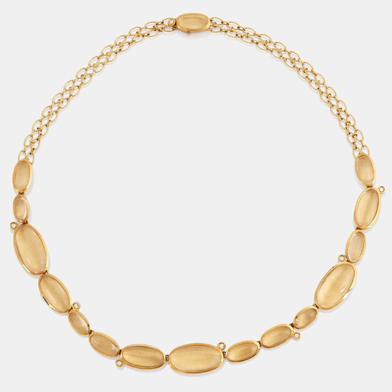 An H Stern "Justine" 18K gold necklace set with cabochon-cut rock crystal