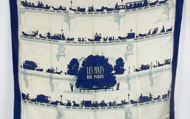 An Hermes silk scarf: Les Ponts de Paris designed by Hugo Grygkar in 1953