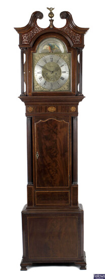 An antique mahogany and oak cased longcase clock.