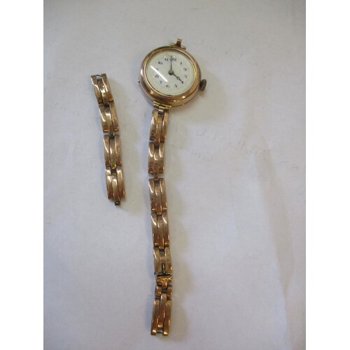 An early 20th century 9ct gold cased and sprung bracelet wri...