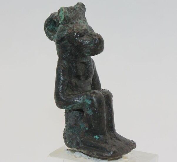Ancient Egyptian Bronze Figure of Goddess Sekhmet. Head of a Lion - Goddess of Military Power, War and Beer - 4.8×2.2×4.8 cm
