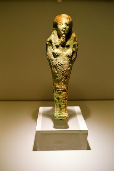 Ancient Egyptian Faience Green Shabti - 12×2×4 cm - (1)